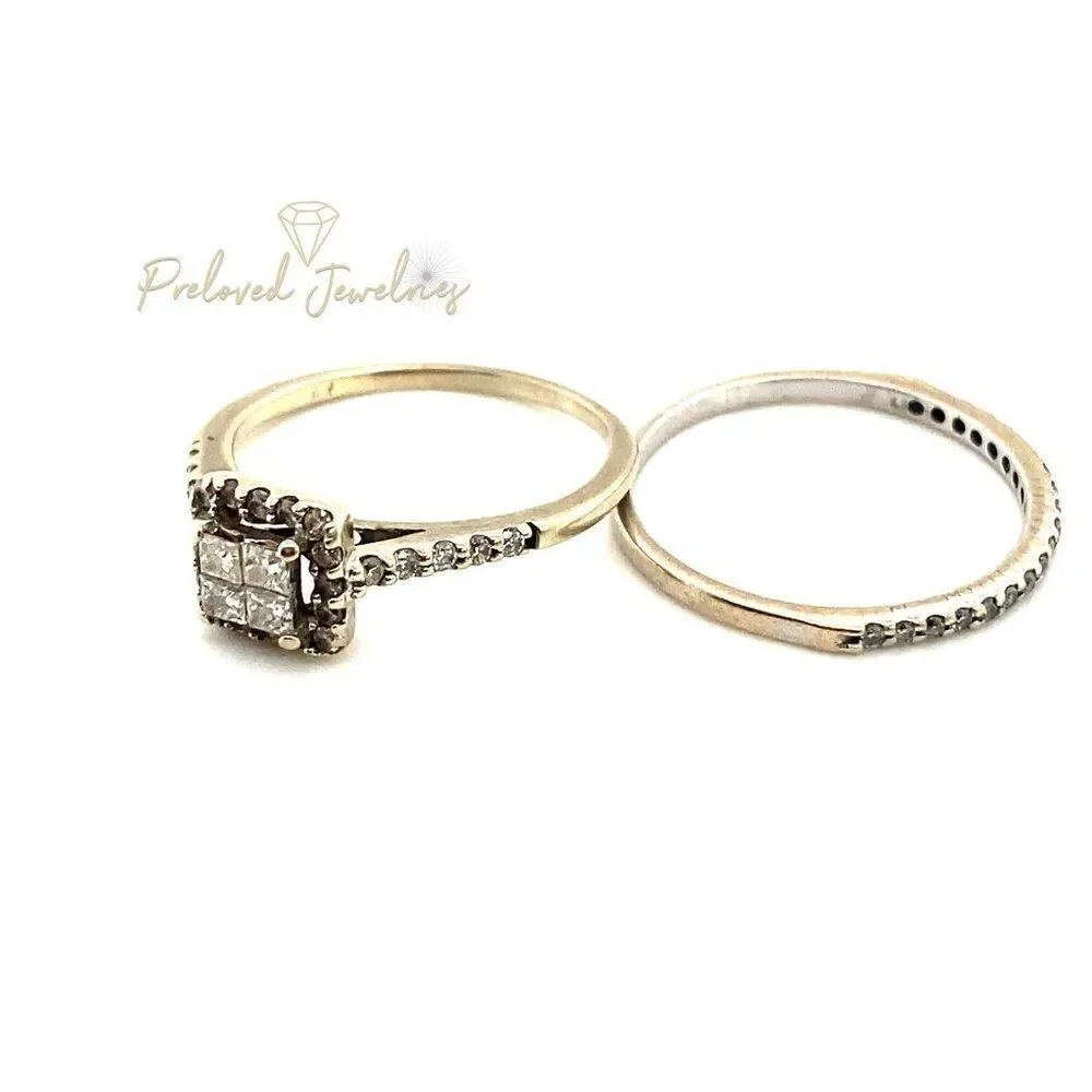 14k WG Diamond Engagement Ring & Band‎
